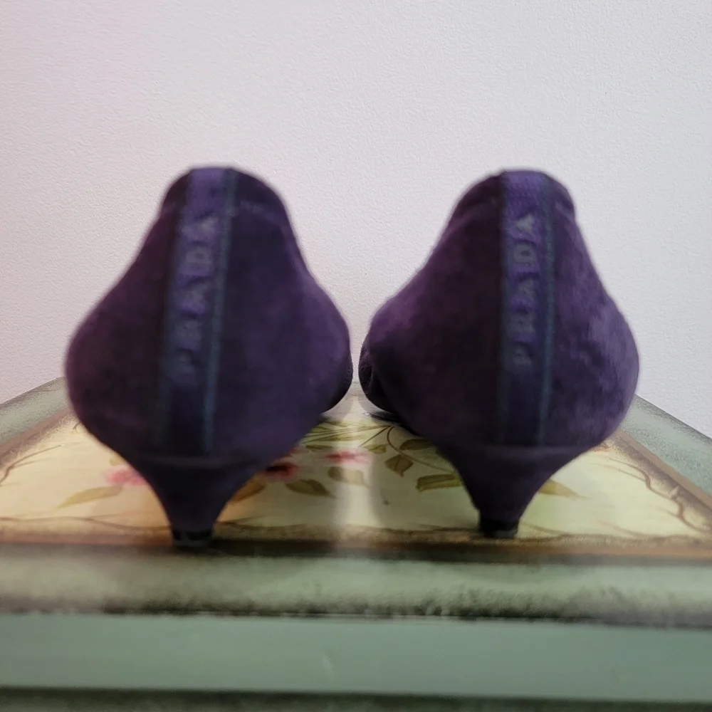 Prada Purple Suede Pumps Size 39 - Picture 3 of 11